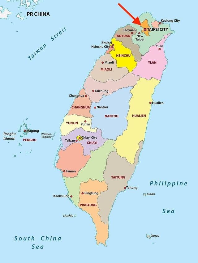 台北 在台湾地图上